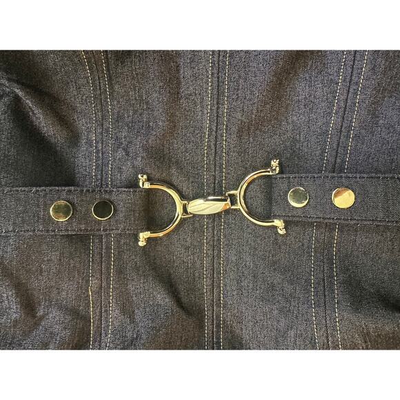 Cachè Contour Collection Black Blue Denim Mid-length Sheath Dress Women’s Size 8 - Picture 6 of 7